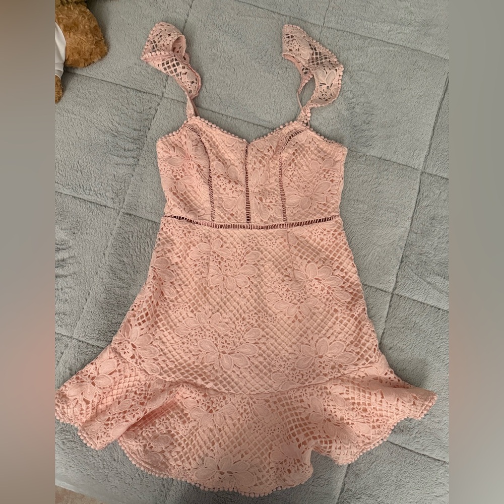 Pink Lace Sleeveless Dress